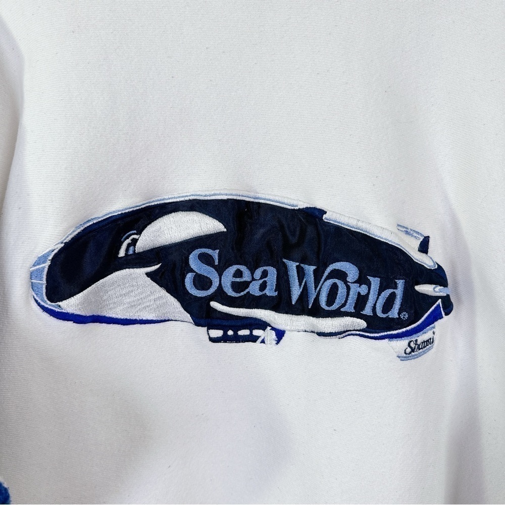 Jostens White Blue Striped Sea World Crew Neck Sweatshirt - Picture 11 of 16